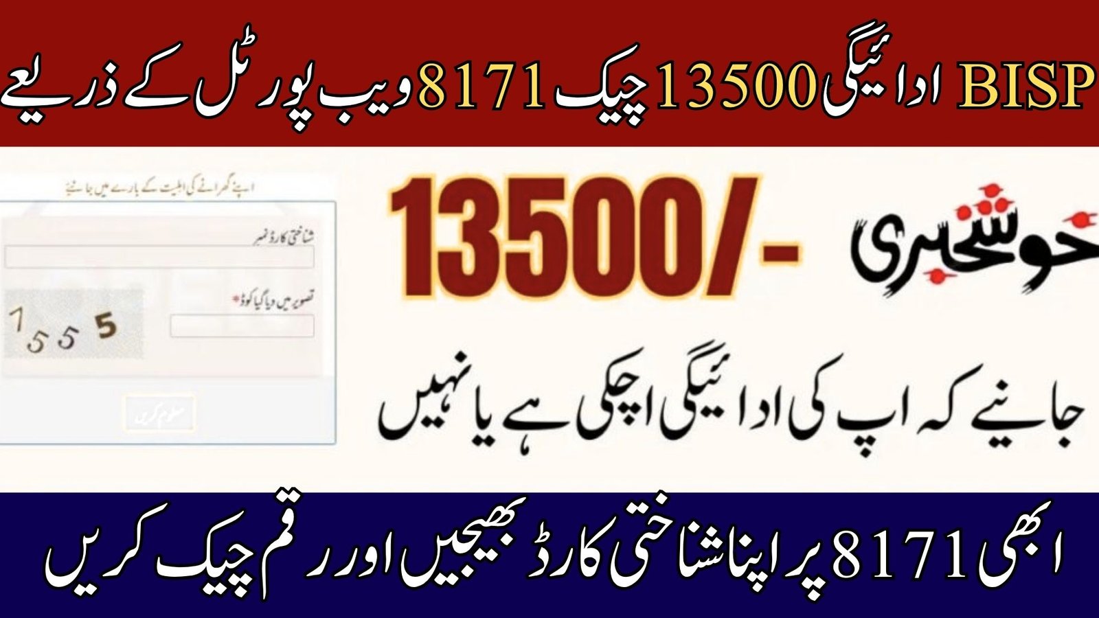BISP Payment 13500 Check Through 8171 Web Portal